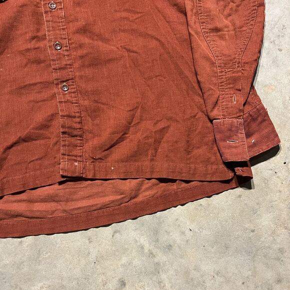 Vintage 70s Atkinson Orange Corduroy Casual Cut Shirt - Picture 2 of 5